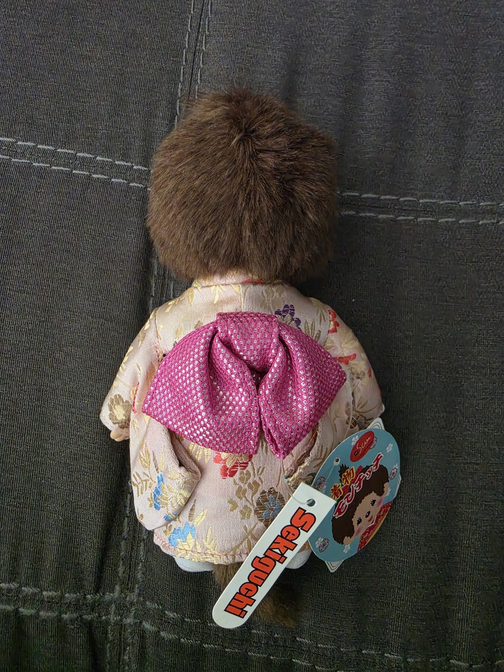 Monchhichi Doll in Pink Floral Kimono with Pink Obi - Picture 4 of 4